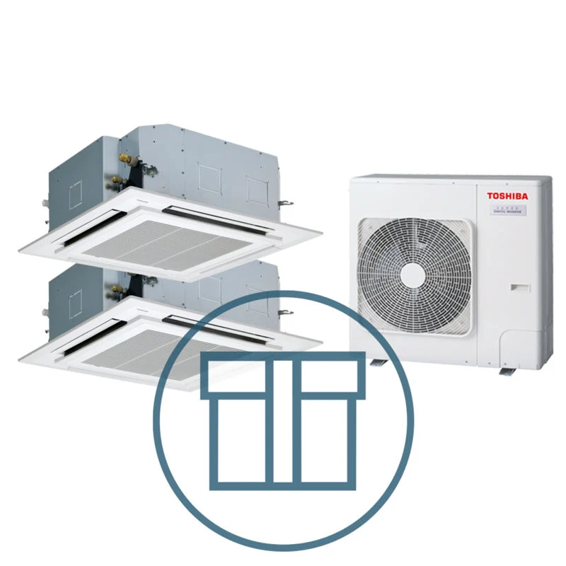 Toshiba Digital Inverter 1101 — 2 × 4-veis Takkassett kommersiell varmepumpe